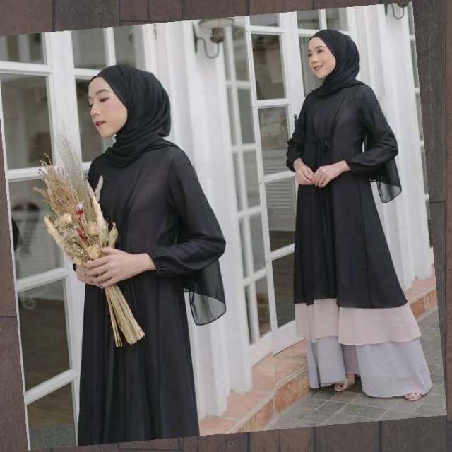 Dress Muslimah Ceruty Baby Doll Cantik Elegant murah