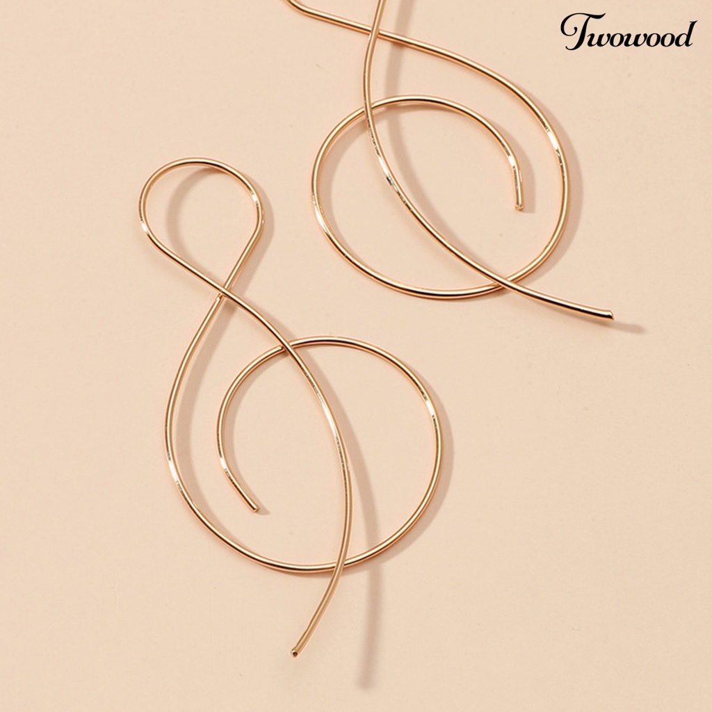 1 Pasang Anting Hoop Bentuk Note Musik Anti Jatuh Untuk Wanita