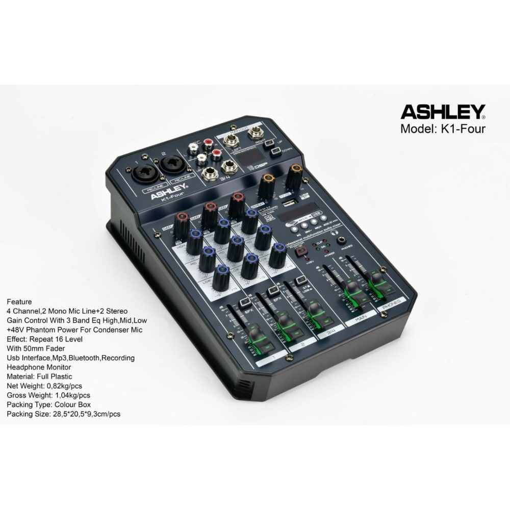Murah  Mixer Ashley K1-Four 4 Channel Usb Bluetooth effect vocal