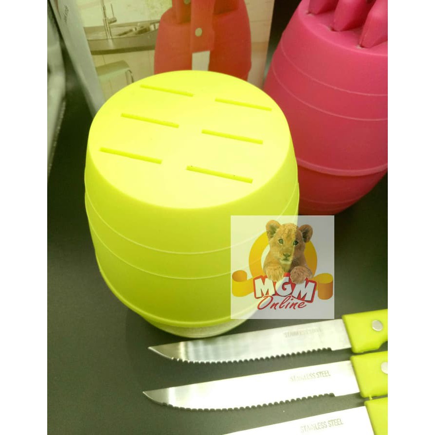 Pisau Steak Drum / 7pc Pisau set Warna warni