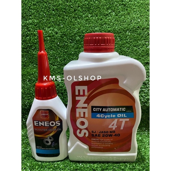 Paket Oli Motor Eneos City Automatic 20W-40 0.8L API SJ /JASO MB dan Oli Gardan / Gear Scooter 120mL