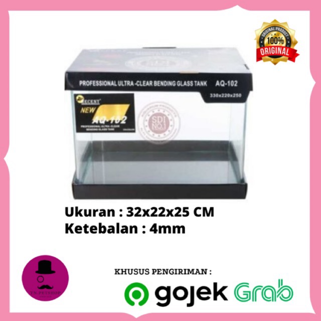 Aquarium Kaca Bending -- Merk Recent AQ 102 -- 18 Liter