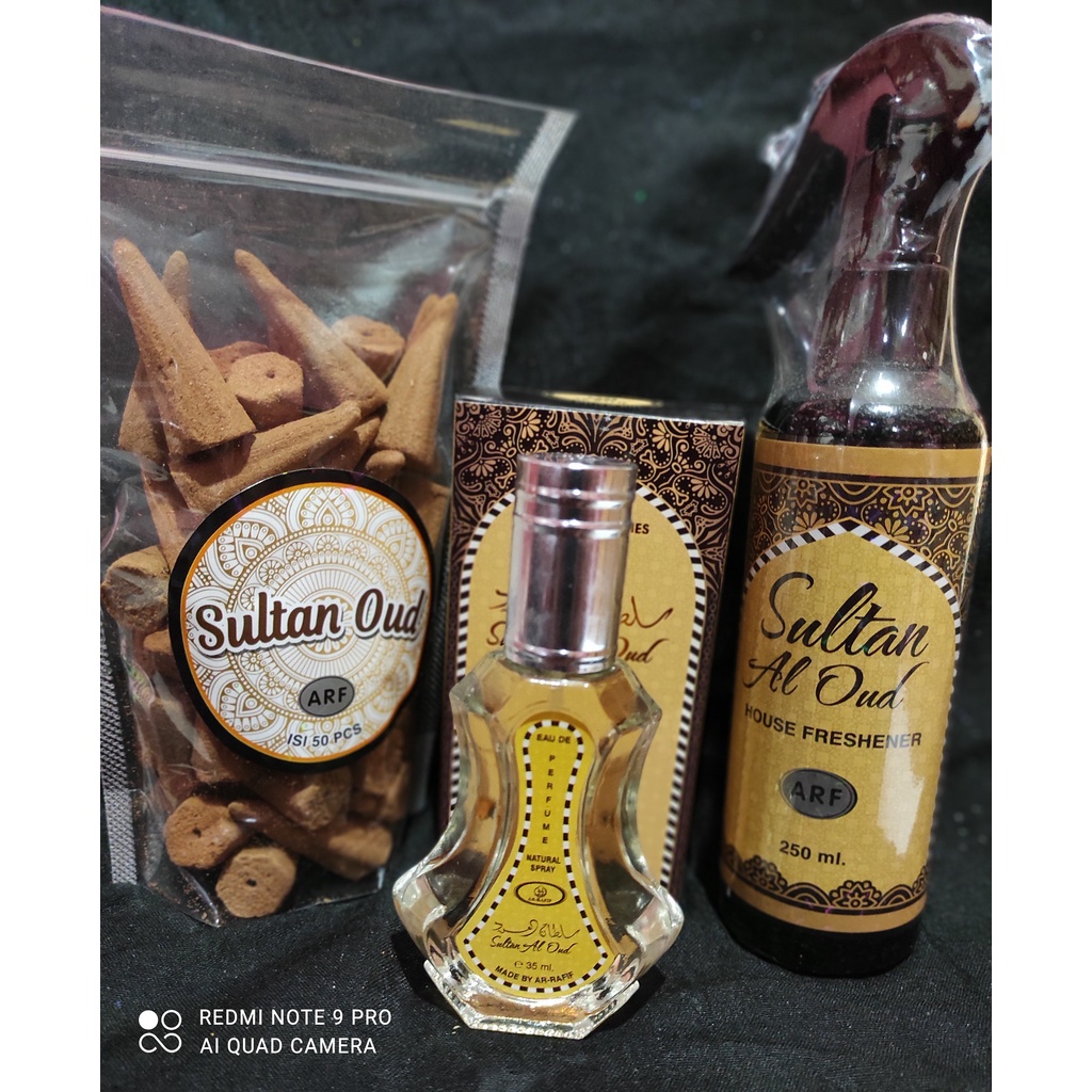 paket pengharum air freshner SULTAN AL OUD ARF plus parfum spray 35ml dan buhur kerucut