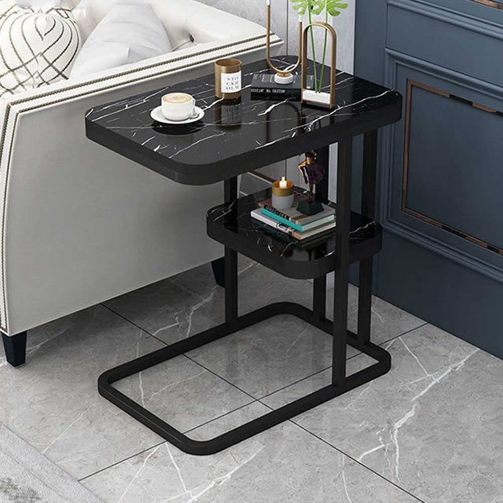 Meja Sofa Side Table Marbel European Style Double Layer - H81