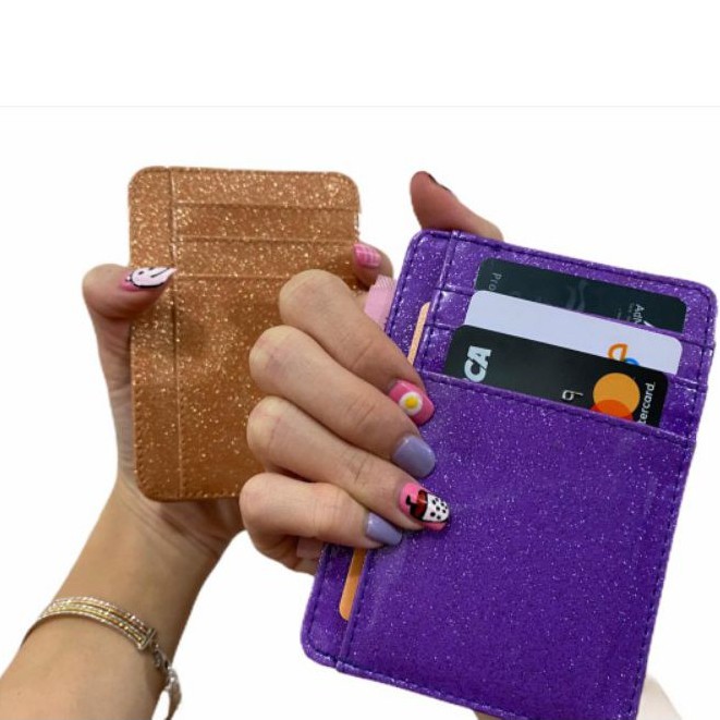 MEIMEISHOP CARD HOLDER SLIM WALLET GLITTER LOKAL BATAM MURAH DOMPET KARTU TERMURAH