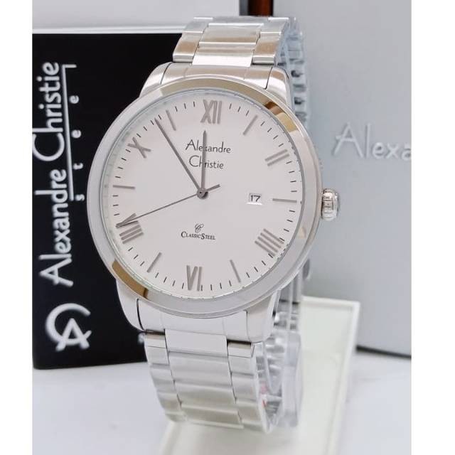 Wow! Jam Pria AC Alexandre Christie 8567 Silver Original Kekinian
