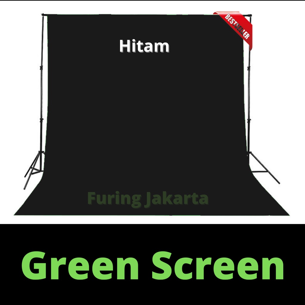1 meter Background Hitam,100 gsm Backdrop Green Sceen kain spunbond