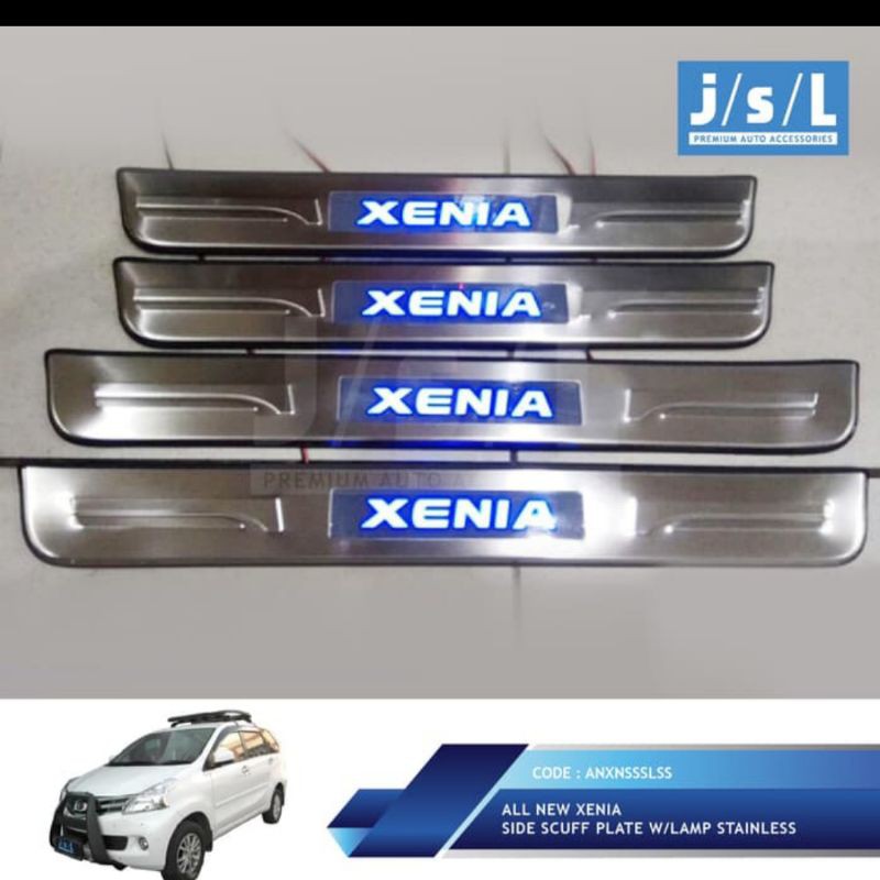 sillplate samping all new Avanza Xenia 2012- 2019 stainless with lamp jsl