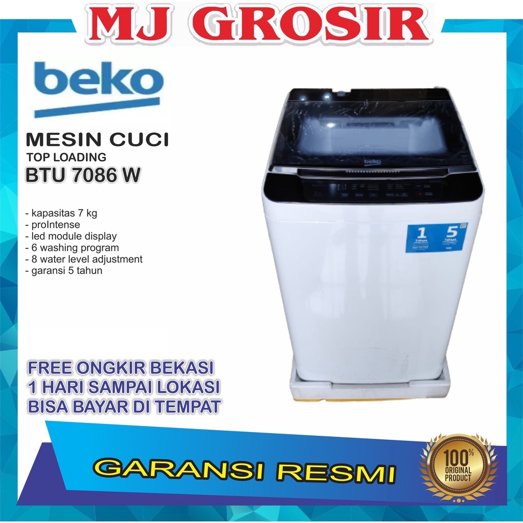 PROMO MESIN CUCI BEKO TOP LOAD 7 KG BTU7086W BTU 7086W TOP LOADING