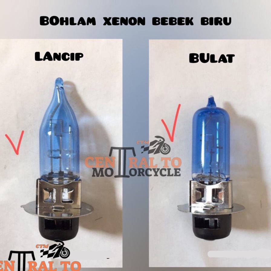 LAMPU BOHLAM DEPAN XENON BIRU LANCIP &amp; BULAT MOTOR BEBEK DAN MATIC 35 WATT DC 12V PUTIH TERANG