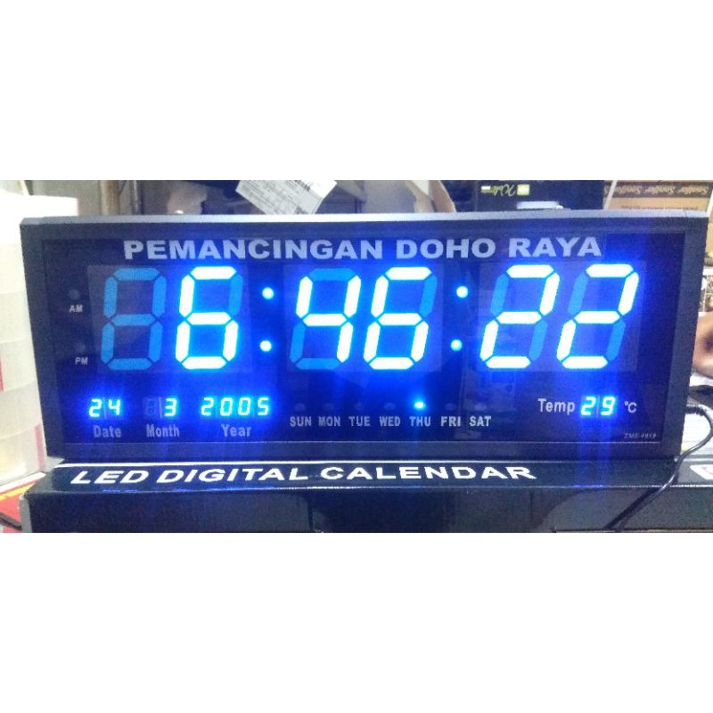 JAM DINDING DIGITAL Sonifer SMS-4819 LED HIJAU / BIRU 48 x 19 cm (+) FREE CUSTOM NAMA