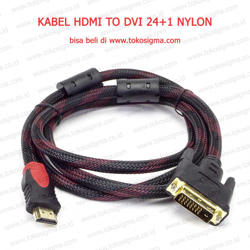 Kabel HDMI male to DVI D pin 24+1 male 1.5 mtr Nylon gold plate