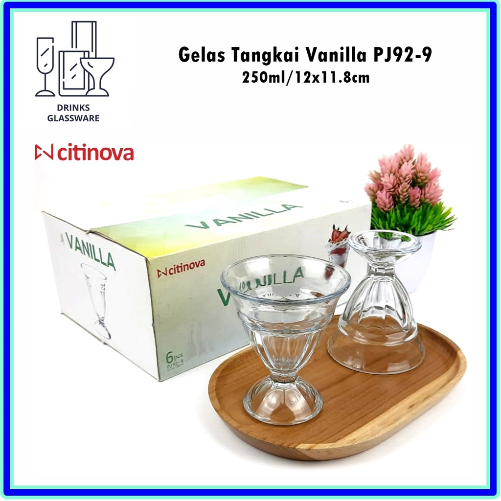 [1pcs] Gelas Tangkai Vanilla/Gelas Kaki PJ92-9 CITINOVA Vanilla 250ml