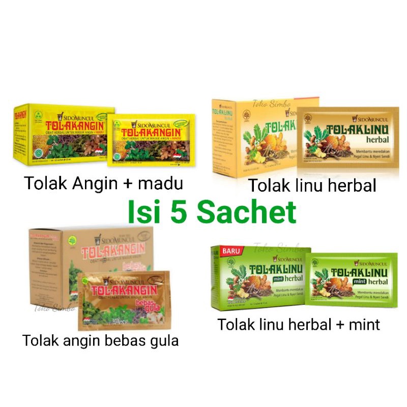 

[5 Sachet] Tolak angin bebas gula sidomuncul isi 5 Tolak Linu Minuman herbal tradisional