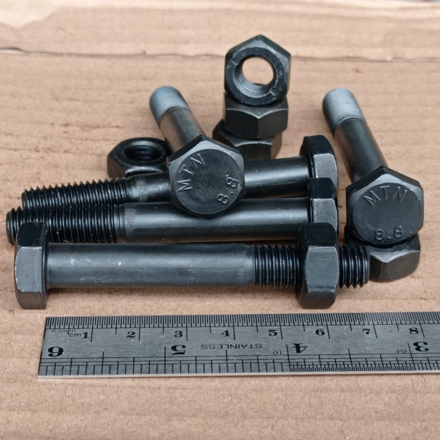 BAUT HTB M10X70MM / BAUT M10X70 BAJA / BAUT BAJA M10 X 70MM / BAUT MUR M10X70 HTB GRADE 8.8 KUNCI 17