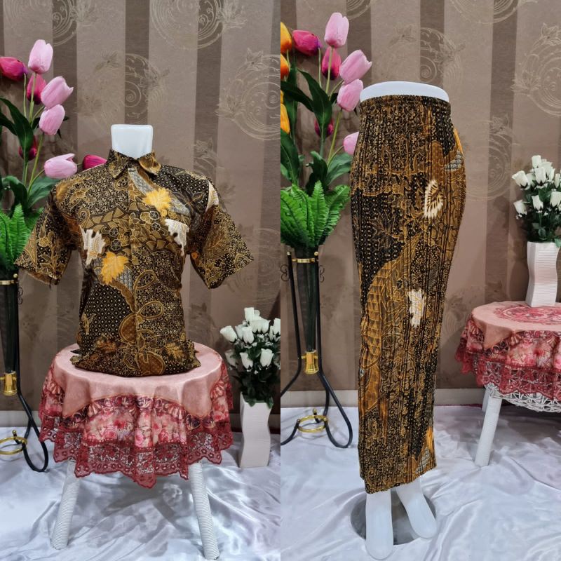 BATIK COUPLE/KEMEJA BATIK COUPLE/BATIK COUPLE LENGAN PENDEK/ROK PLISKET COUPLE/SET ROK TERBARU/SET COUPLE KONDANGAN