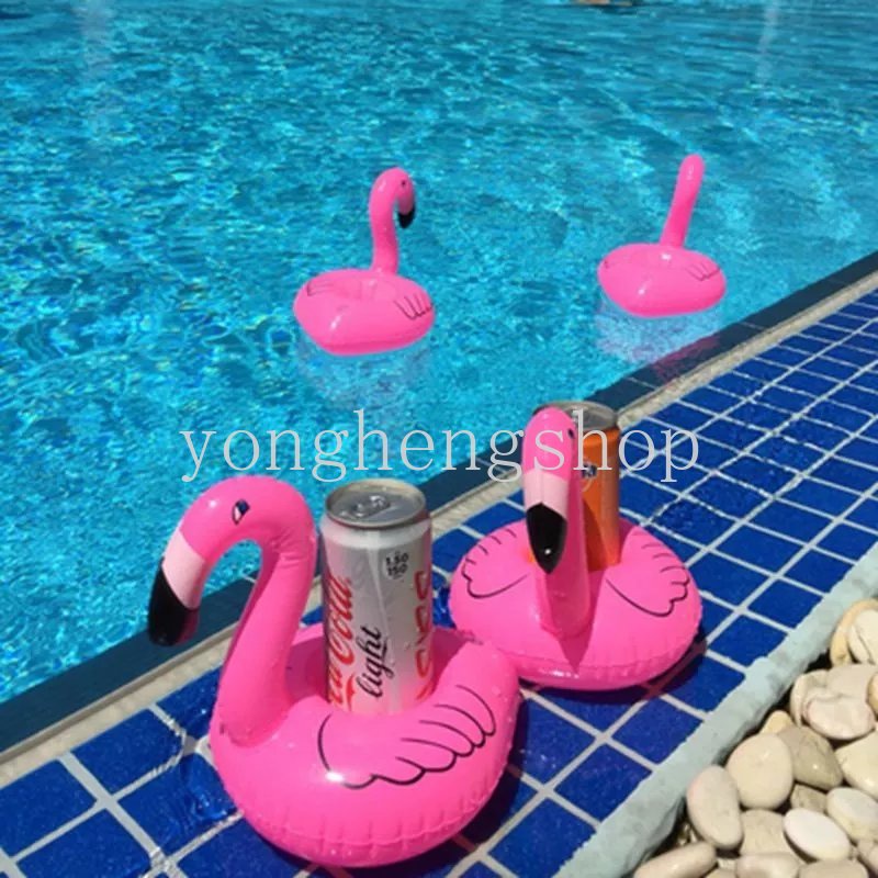 Ban Pelampung Tiup Mini Holder Gelas Minuman Bentuk Unicorn / Flamingo Untuk Dekorasi Pesta / Kolam Renang