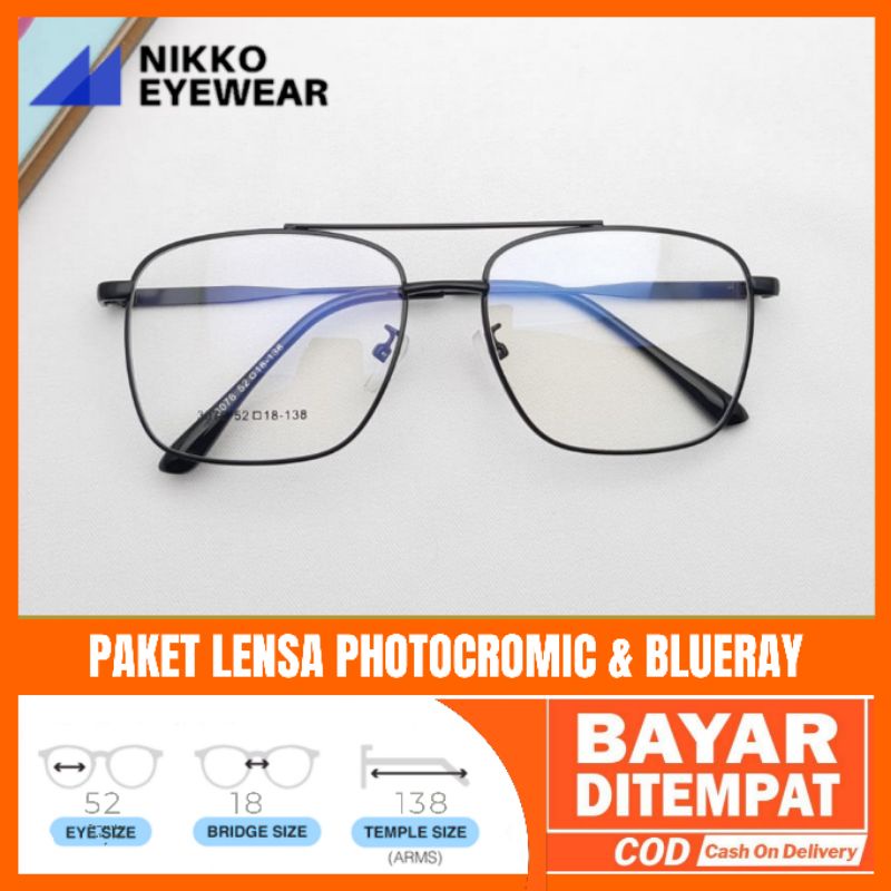 Paket Kacamata 3076 Lensa Antiradiasi Photocromic Blueray