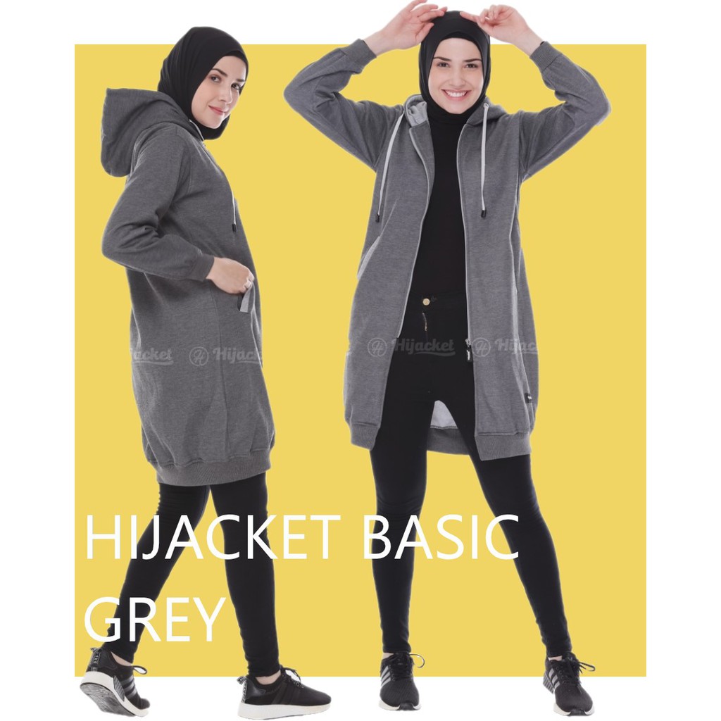 Jaket Tebal Wanita Hijab Hijacket Basic Sweater Hijaket Hoodie Original Model Polos Panjang-4