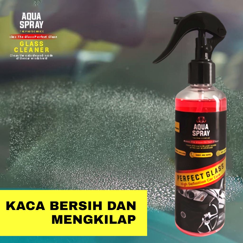 AQUA SPRAY - PERFECT GLASS PEMBERSIH JAMUR KACA MOBIL BONUS LAP MICROFIBER DAN WIPER KACA