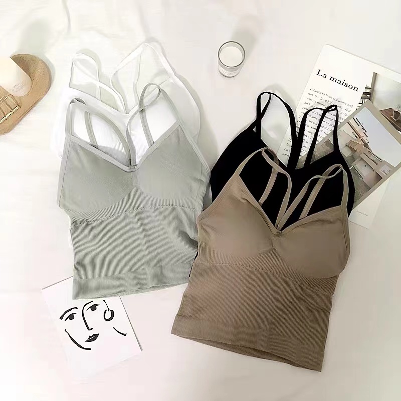 miss Tank Top Bra Pakaian Dalaman Wanita TankTop Panjang dengan Busa Bahan