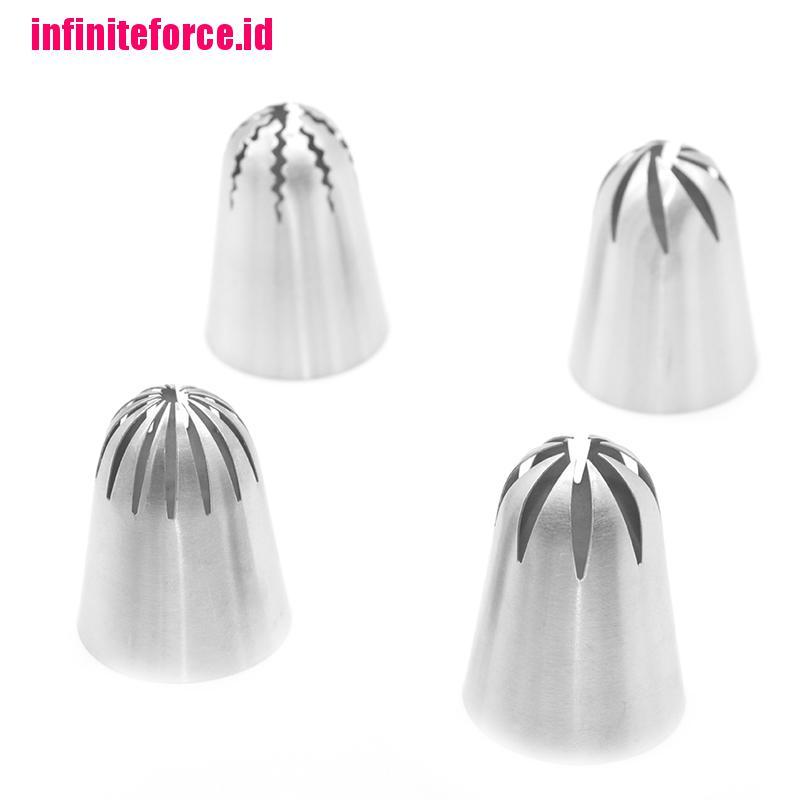 Cake Piping Tips Decorating Mouth Set 4 Pcs Steel Baking Nozzle Tool