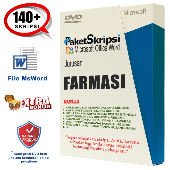 Kumpulan Skripsi Farmasi SUDAH DALAM BENTUK FILE MICROSOFT WORD (Gampang di-copy paste)