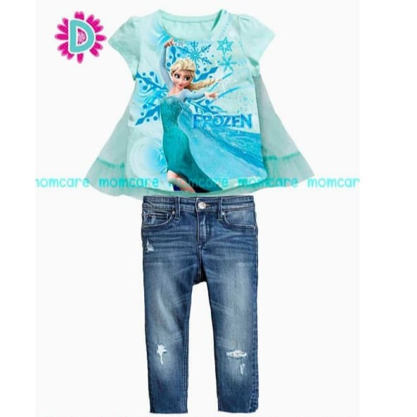BAJU ELSA ANAK PEREMPUAN . BAJU SETELAN ANAK PEREMPUAN FROZEN . BAJU ELSA . FROZEN SAYAP SET