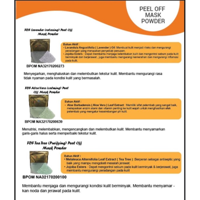 MASKER FDF SKINCARE (PEEL OFF MASK POWDER )1KG BACA DESKRIPSI