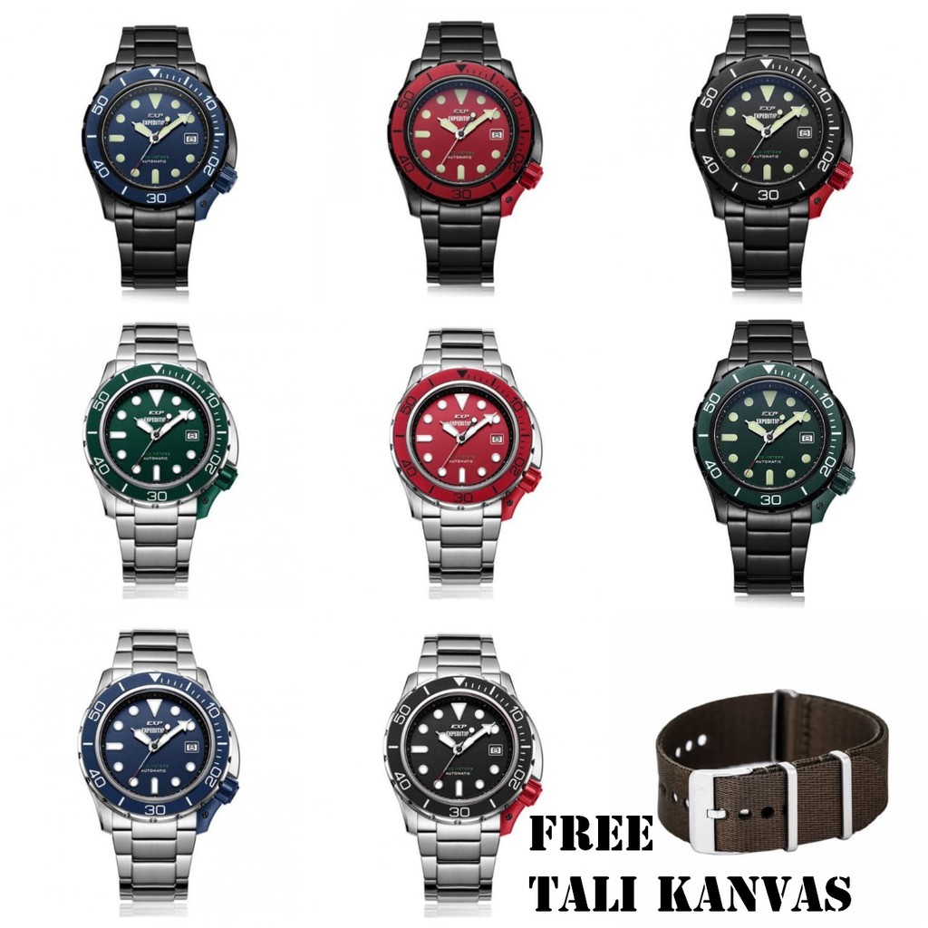 JAM TANGAN PRIA EXPEDITION E 6809 AUTOMATIC FREE TALI KANVAS ORIGINAL GARANSI RESMI 1 TAHUN