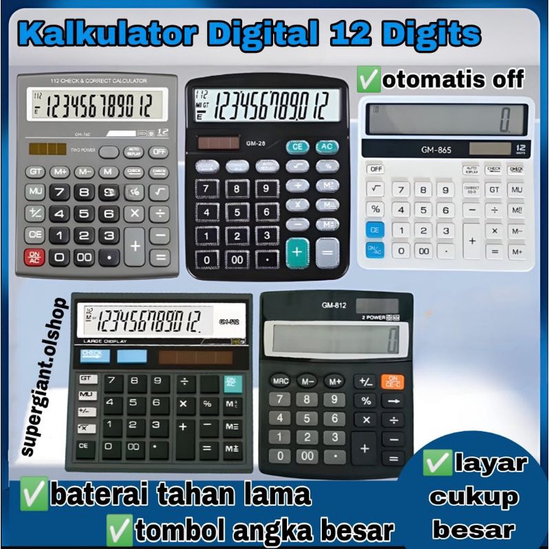 

Kalkulator Calculator 12 Digit ⭐ Supergiant ⭐