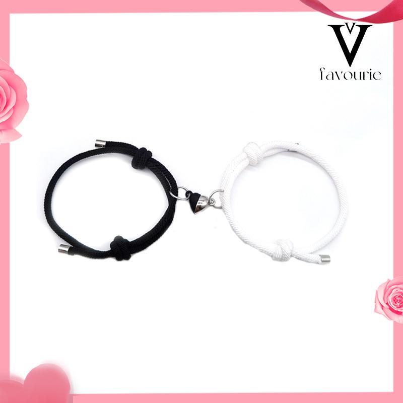 [COD]2 Pcs Pasangan Gelang Magnet Menarik Kreatif Adjustable Pesona Gelang Cinta Aksesoris Fashion Hadiah-FA