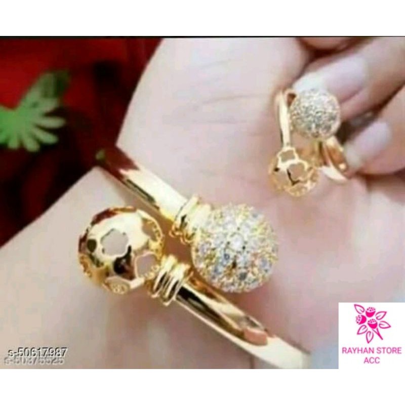 Gelang bola + Cincin bola lapis emas 24k