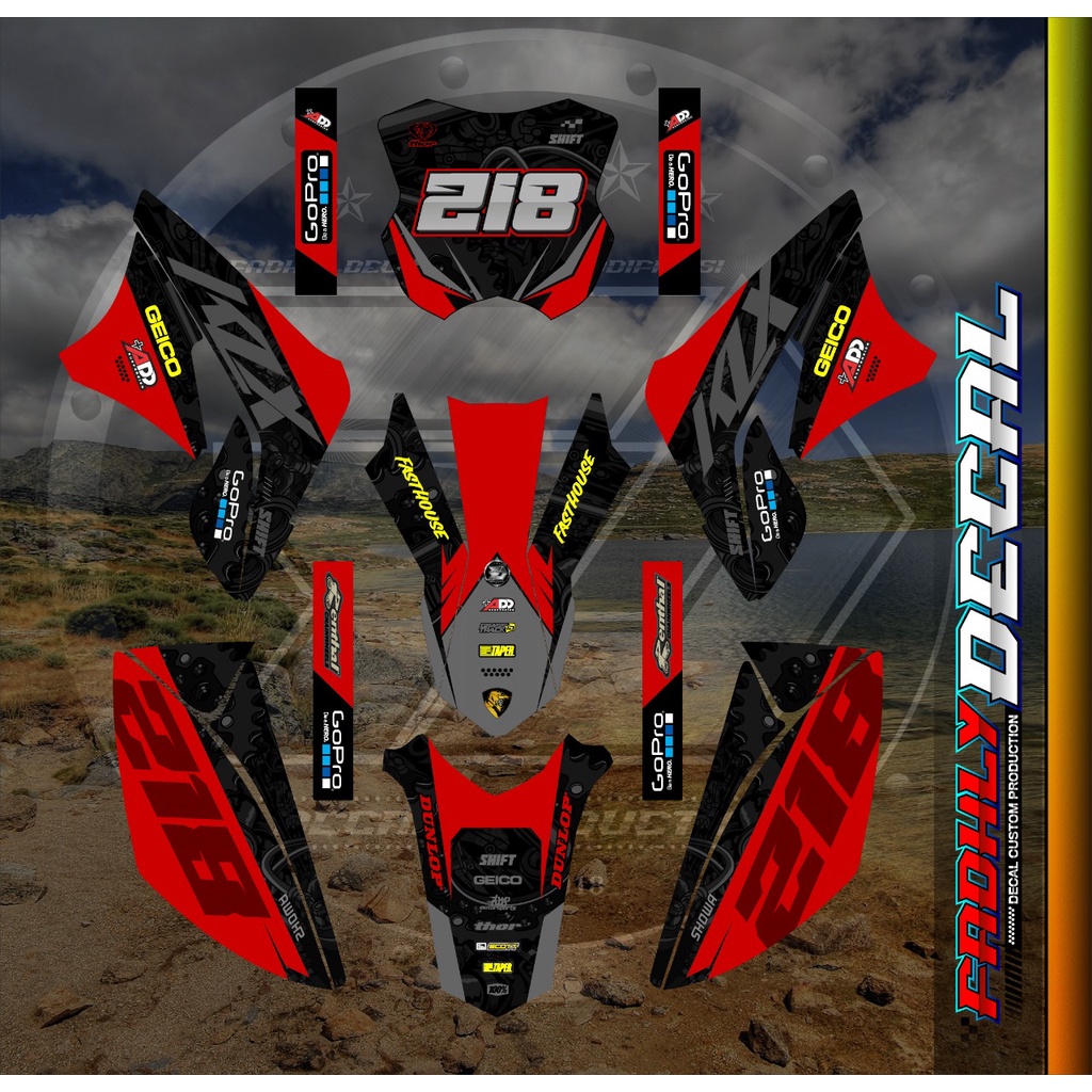 (WARNA DAN BODY MENYESUAIKAN) Decal KLX L / S / Dtracker Old Merah Hitam Sticker Fullbody Keren