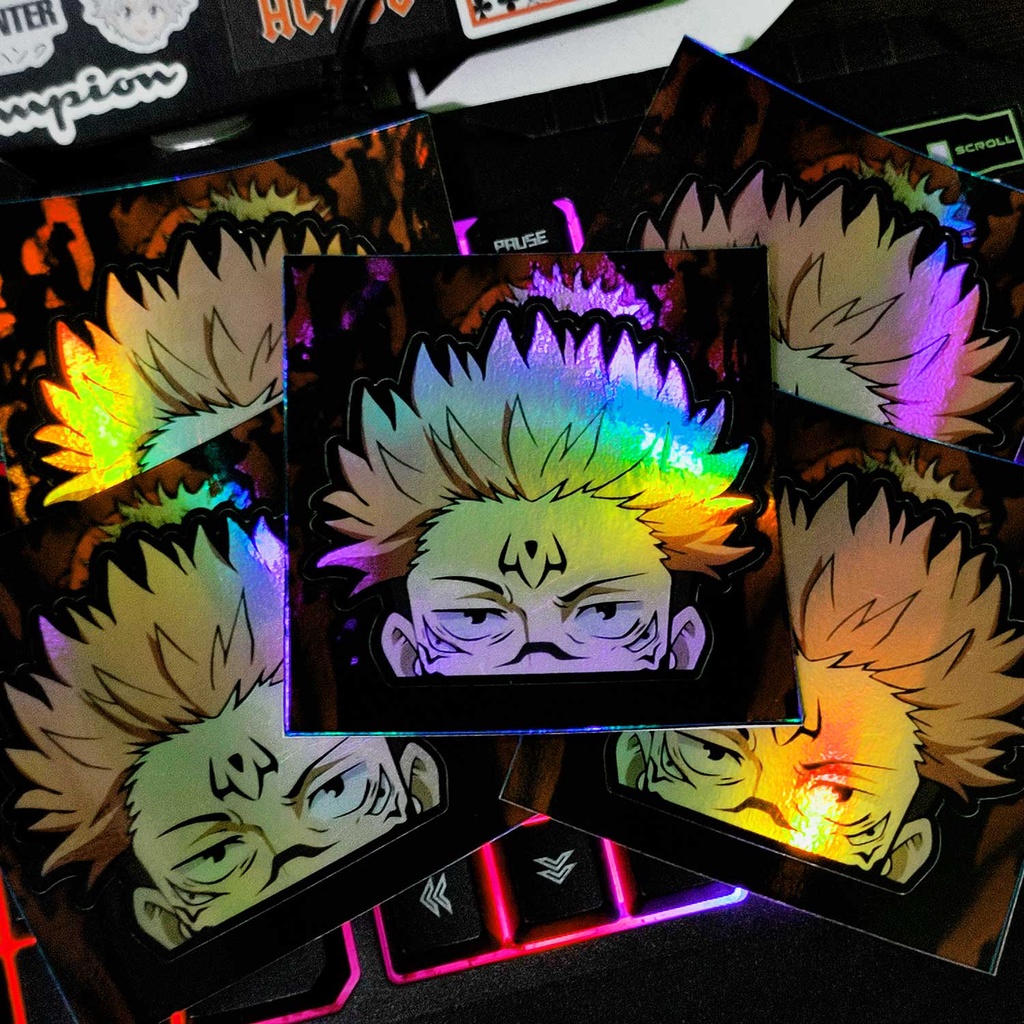 STICKER STIKER HOLOGRAM ANIME -JUJUTSU KAISEN SUKUNA - STIKER LAPTOP