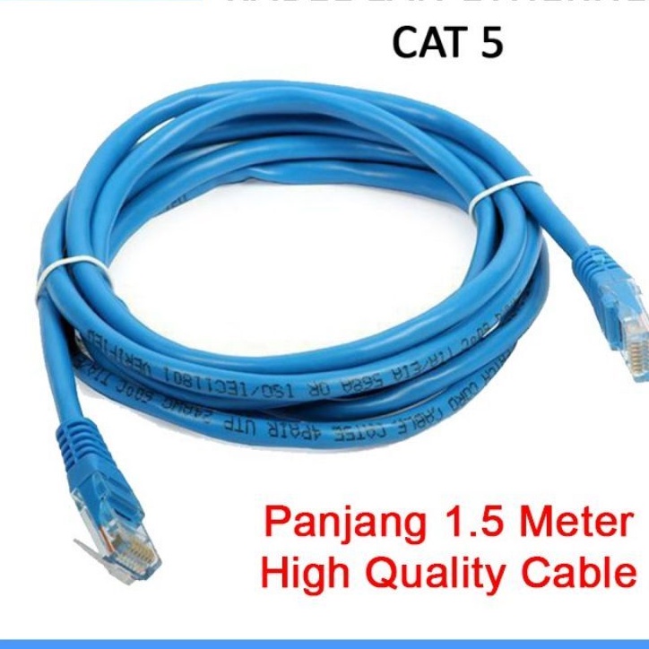 Kabel LAN 1,5 Meter + Konektor RJ45 Siap Pakai