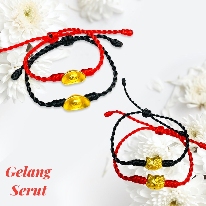 gelang wanita//gelang serut kombinasi lapis emas//gelang