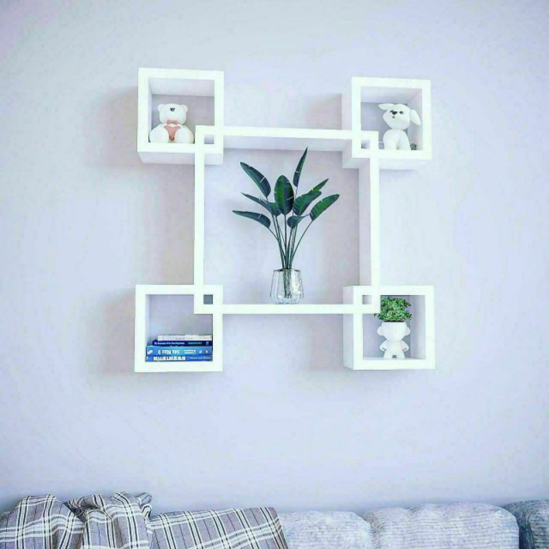 Rak Tv Dvd Foto Pigora Hiasan Piala Piagam Dinding Tembok Wall Shelf Kayu Besi Bunga Modern Buku COD