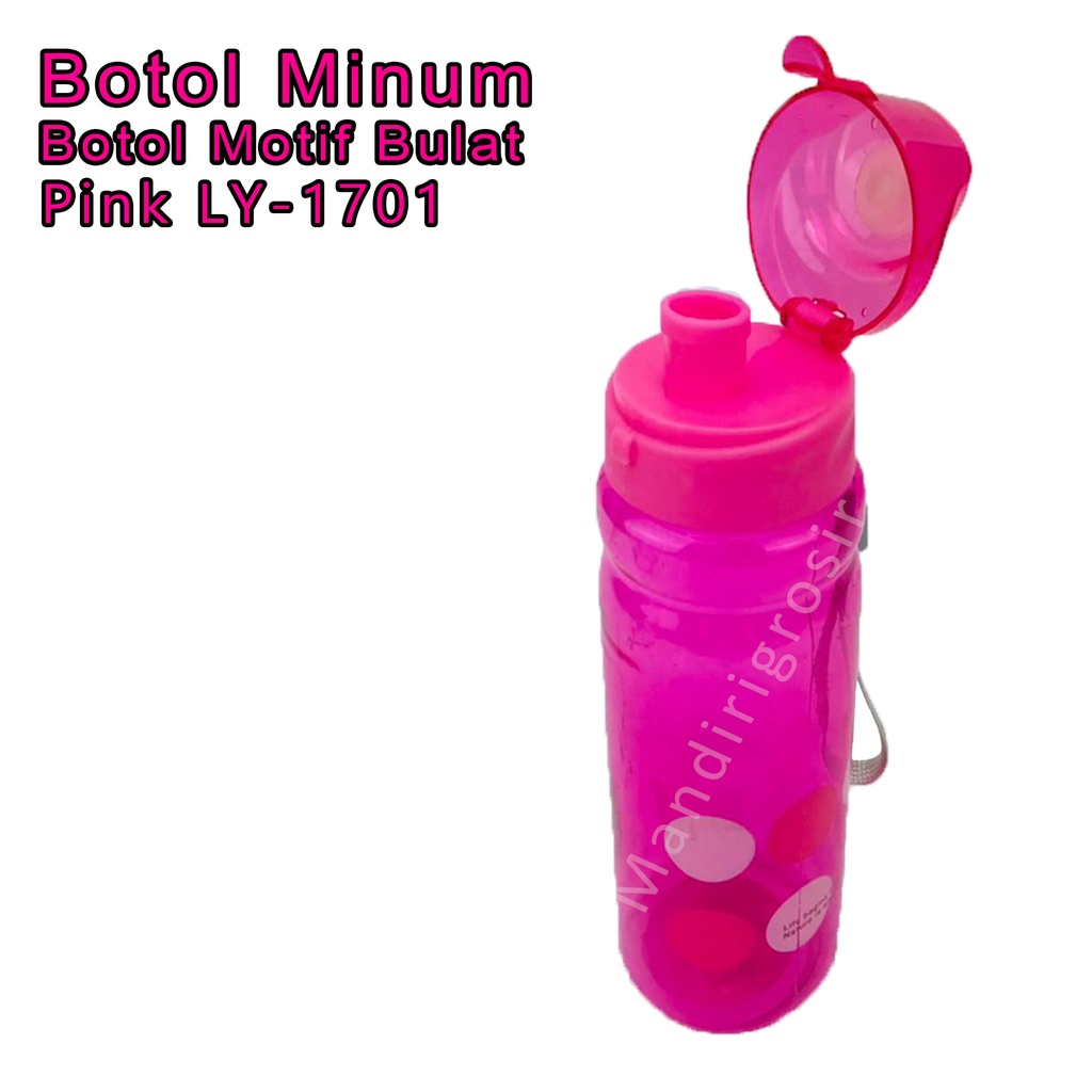 Motif Bulat Warna Pink LY-1701 * Botol minum plastik * 600 ml*