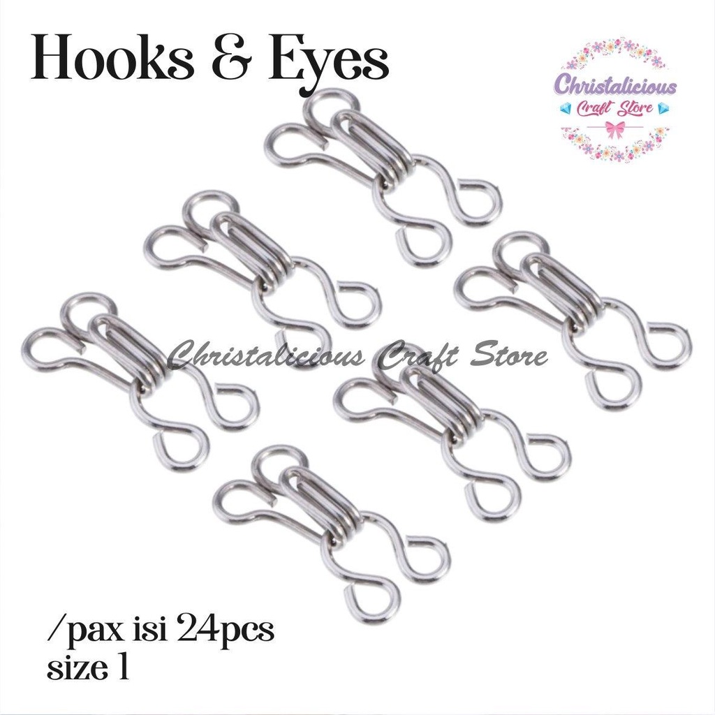 Kait kancing baju kecil per pax isi 24pcs warna silver dan hitam