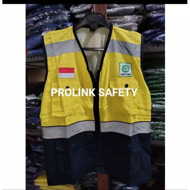 ROMPI SAFETY BAHAN DRILL KUNING NAVY PAKE FURING