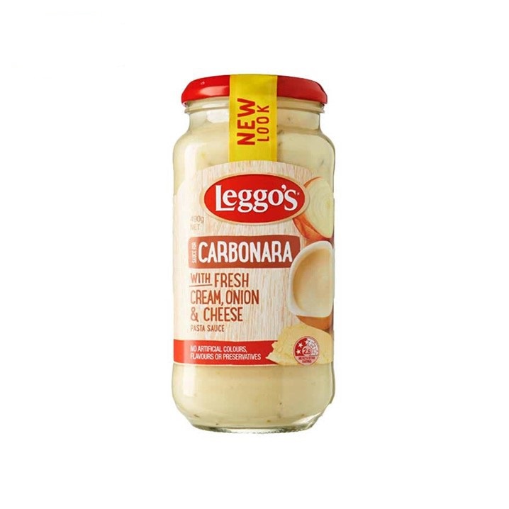 PASTA SAUCE CARBONARA CREAM, ONION &amp; CHEESE LEGGOS 490GR