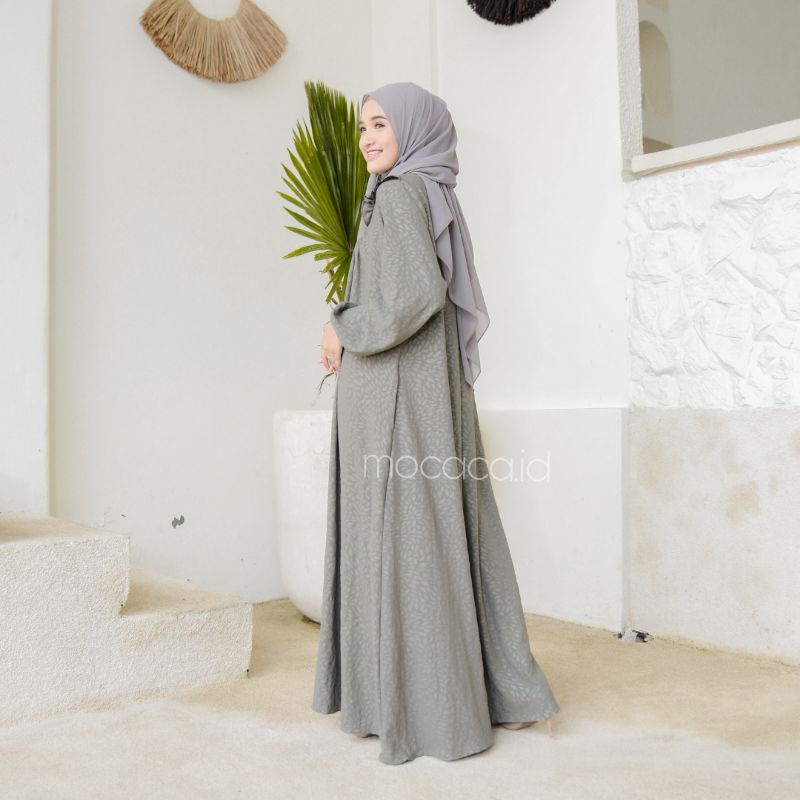 Dress Premium Lebaran maxi rok saku kanan busui friendly peach salem hijau abu pink biru baby blue sky cocok untuk hari raya bahan embos crincle premium