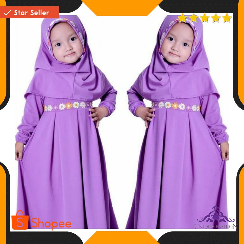 Alina Kids Ungu Muda Ni Gamis Muslim Anak Jersey Ungu