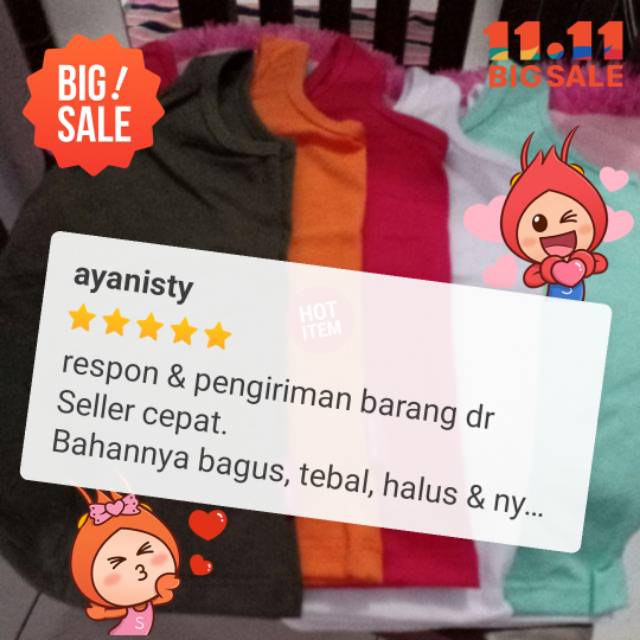 1 Lusin Tank Top Anak Size S 4-6 Tahun High Quality Basic Plain Tanktop HQ Murah Harga Grosir