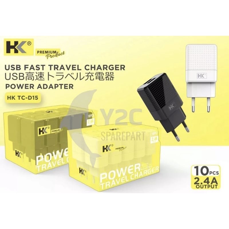Adaptor Charger HK 2 Usb 2.4 Ampere Original / Batok Casan