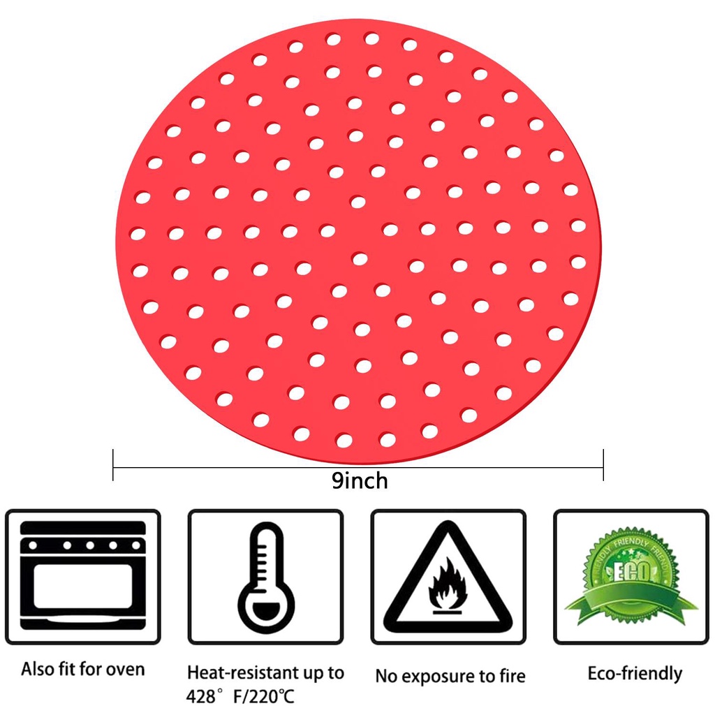 Solighter 2pack Air Fryer Liners Aksesoris Pembuatan Dapur Tikar Merah Dapur Bulat Besar Anti Lengket