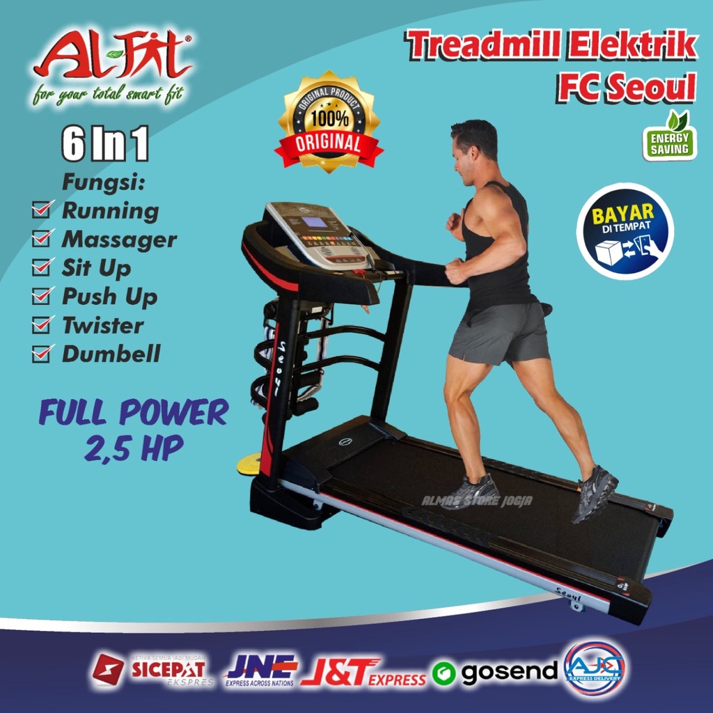 Alat Olahraga treadmill elektrik alat fitness FC SEOUL 4 fungsi fitclass fitnes gym lari