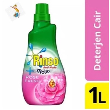 RINSO Anti Noda Deterjen Cair +Molto Rose Fresh Botol 1L / 1000ml / 1000 ml / 1Liter