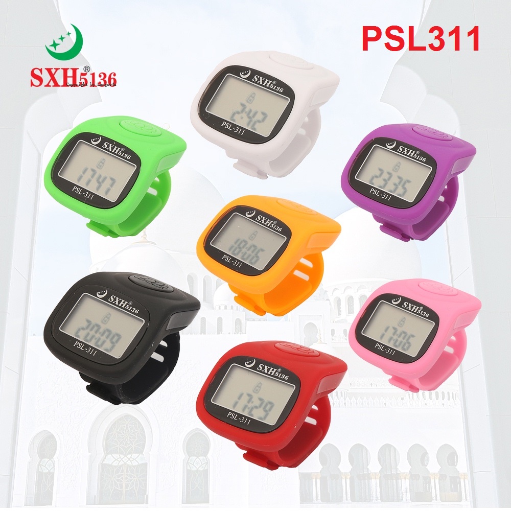 Tasbih Digital LED Tally Counter 5 Channel Rechargeable Kabel Cas Alarm Jam PSL311 Lampu Alat Hitung Finger Premium